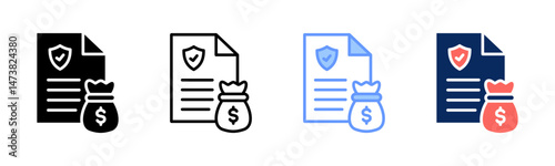 Economic Policy icon sheet multiple style collection