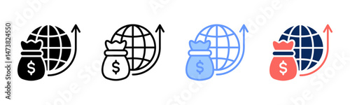 Economic Trends icon sheet multiple style collection