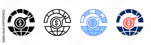 Economic Indicators icon sheet multiple style collection