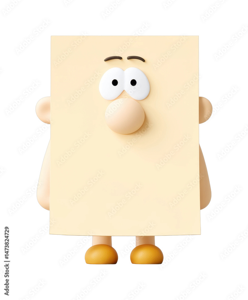 Fototapeta premium Cartoon character with square face and large nose, cut out - stock png.
