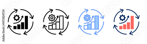 Continuous Improvement icon sheet multiple style collection