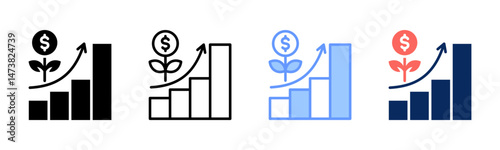 Growth Rate icon sheet multiple style collection