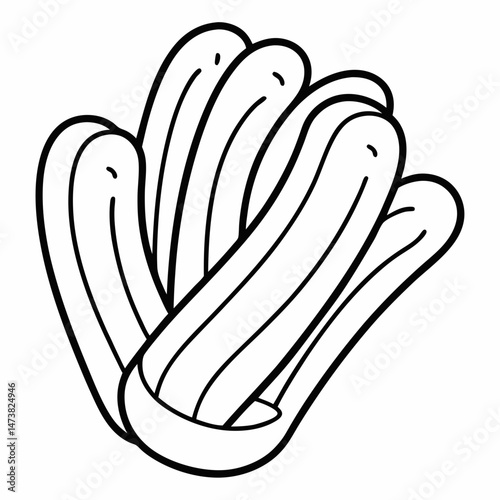 Churros Outline for Dessert-Themed Coloring Book Page Featuring Fried Pastry and Sweet Snack Elements