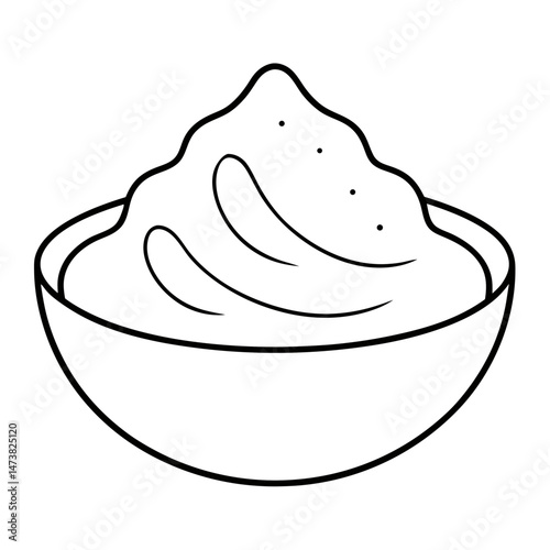 Cocoa Powder Outline for Food-Themed Coloring Book Page Featuring Baking and Ingredient Elements