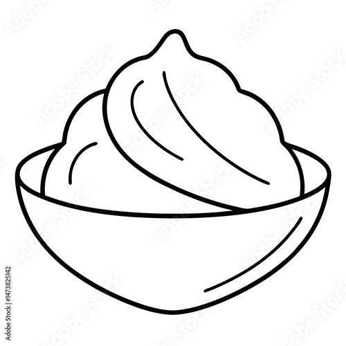 Cocoa Powder Outline for Food-Themed Coloring Book Page Featuring Baking and Ingredient Elements