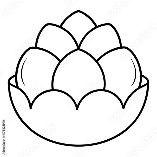 Deviled Eggs Outline for Food-Themed Coloring Book Page Featuring Appetizer and Culinary Elements