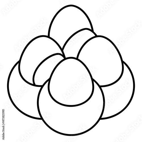 Deviled Eggs Outline for Food-Themed Coloring Book Page Featuring Appetizer and Culinary Elements