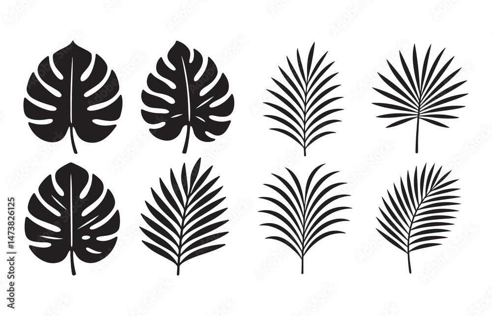 Obraz premium Tropical Leaf Abstract Silhouette Vector
