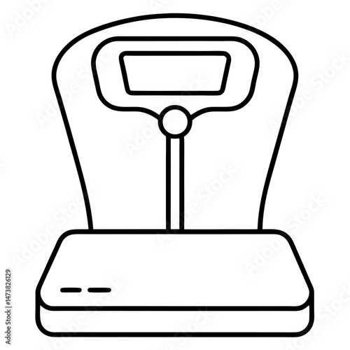 Digital Scale Outline for Educational Coloring Book Page Featuring Modern Weight Measurement Device