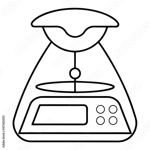 Digital Scale Outline for Educational Coloring Book Page Featuring Modern Weight Measurement Device