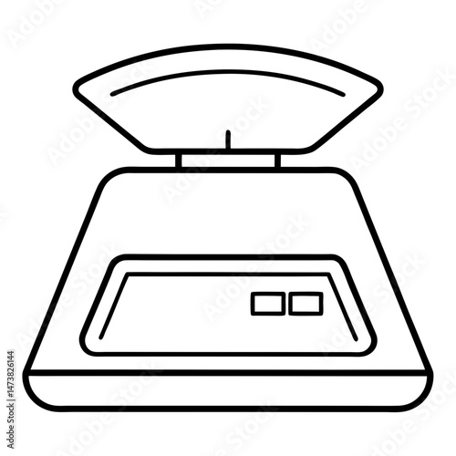 Digital Scale Outline for Educational Coloring Book Page Featuring Modern Weight Measurement Device