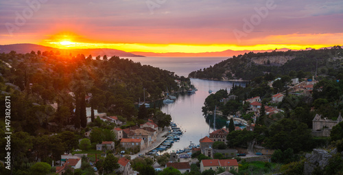 Viewpoint on the misto Bobovišća na moru on the island of Brač