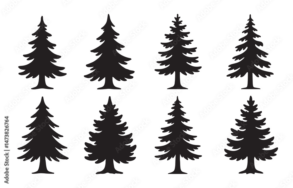 Fototapeta premium Artistic Canadian Pine Trees Silhouette Vector Design