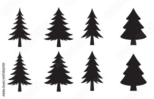 Artistic Canadian Pine Tree Silhouette Vector Bundle
