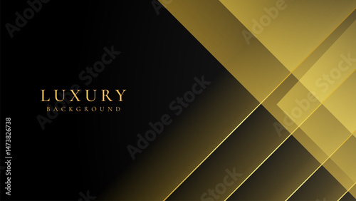 Abstract black and gold luxury vector background with abstract gold dots and shining golden lines.