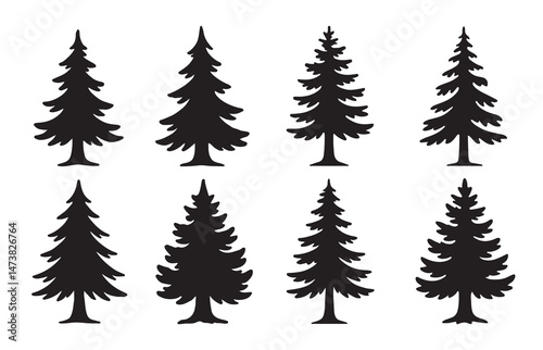Artistic Canadian Pine Trees Silhouette Vector Design