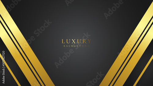 Abstract black and gold luxury vector background with abstract gold dots and shining golden lines.