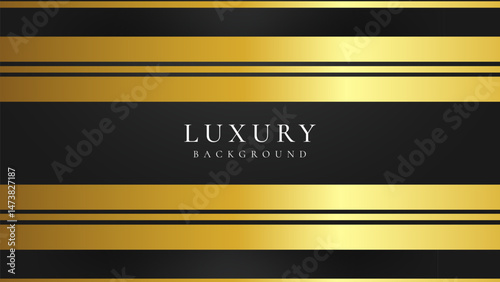 Abstract black and gold luxury vector background with abstract gold dots and shining golden lines.