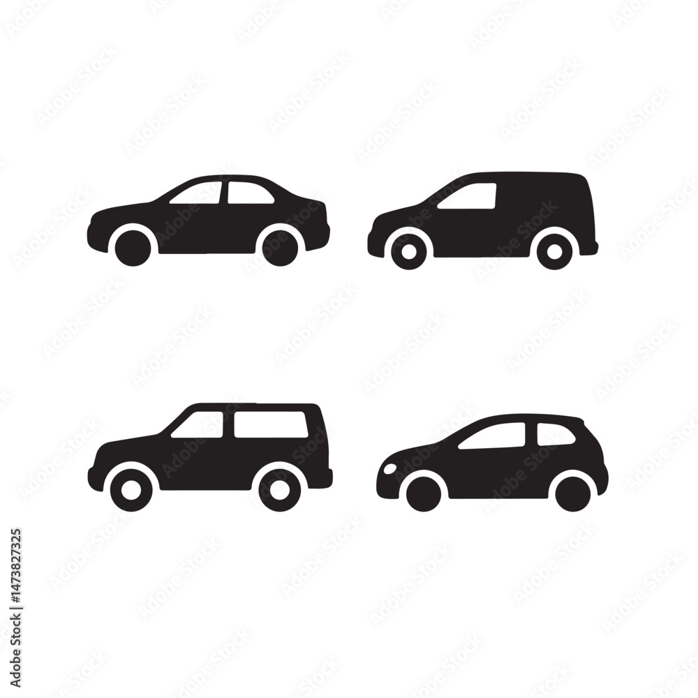 Silhouette Vector of Car Icon Design Silhouette Vector of Car Icon Design