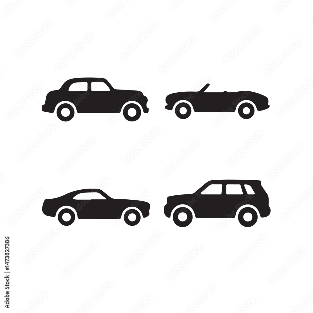 Silhouette Vector of Car Icon Bundle Silhouette Vector of Car Icon Bundle