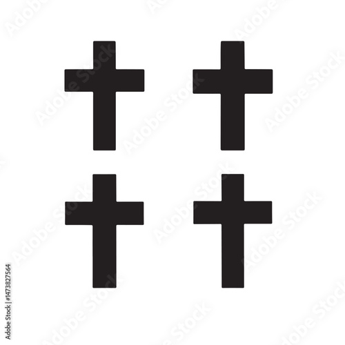 Silhouette Vector of Christian Cross Icon Design