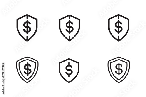 Finance shield dollar line symbol