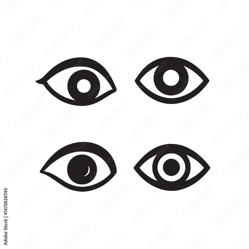Silhouette Vector of Four Symbolic Eye Icons Silhouette Vector of Four Symbolic Eye Icons