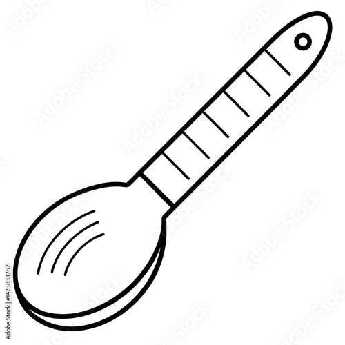 Measuring Spoon Outline Illustration for Kitchen Utensil and Cooking-Themed Coloring Book Pages