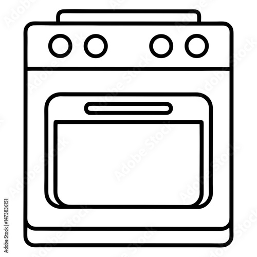 Oven Outline Illustration for Kitchen Appliance and Cooking-Themed Coloring Book Pages