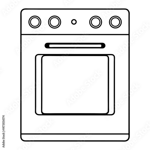 Oven Outline Illustration for Kitchen Appliance and Cooking-Themed Coloring Book Pages