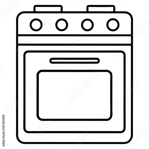 Oven Outline Illustration for Kitchen Appliance and Cooking-Themed Coloring Book Pages