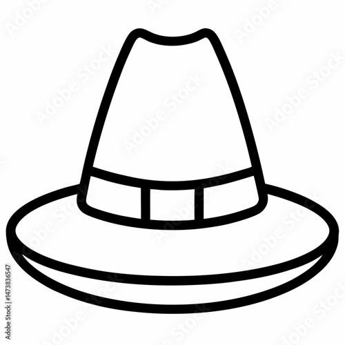 Pilgrim Hat Outline Illustration for Thanksgiving and Historical Costume Coloring Book Pages