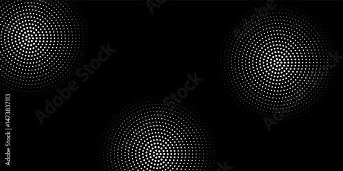 Set of halftone dots gradient pattern texture isolated on white background. Straight dotted spots using halftone circle dot raster texture. Vector blot half tone collection.