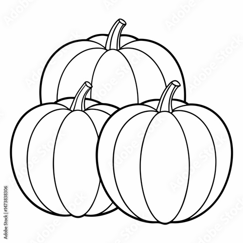 Pumpkins Outline Illustration for Autumn and Harvest-Themed Coloring Book Pages