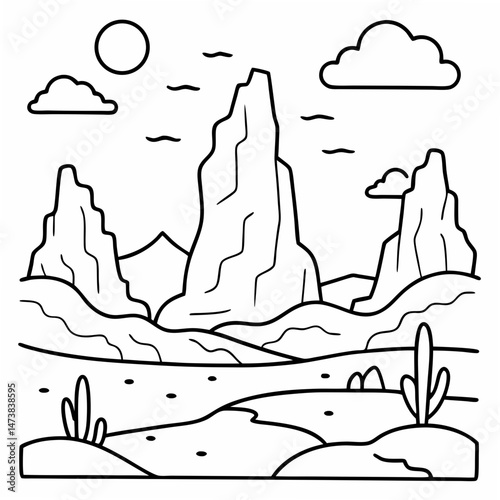 Rocky Desert Landscape with Nature Background Illustration for Scenery and Environment-Themed Projects