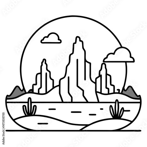 Rocky Desert Landscape with Nature Background Illustration for Scenery and Environment-Themed Projects