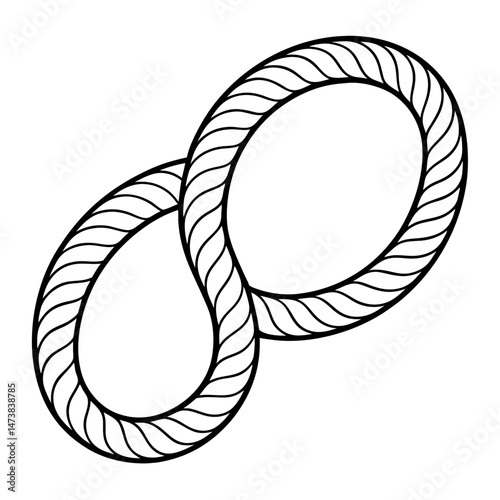 Rope Outline Illustration for Tool and Craft-Themed Coloring Book Pages