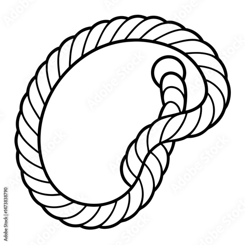 Rope Outline Illustration for Tool and Craft-Themed Coloring Book Pages