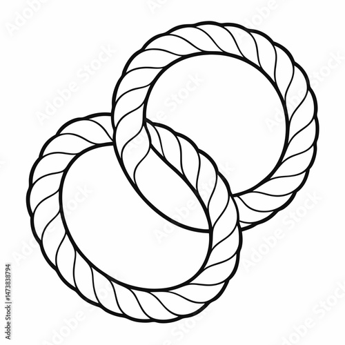 Rope Outline Illustration for Tool and Craft-Themed Coloring Book Pages