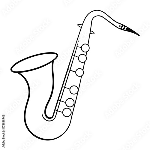 Saxophone Outline Illustration for Musical Instrument Coloring Book Pages
