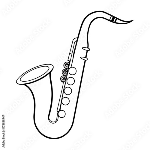 Saxophone Outline Illustration for Musical Instrument Coloring Book Pages