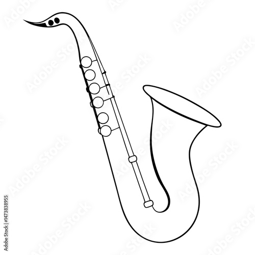 Saxophone Outline Illustration for Musical Instrument Coloring Book Pages