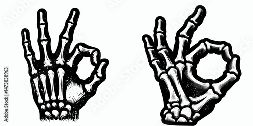 a single one Skeleton Hand The Fig gesture isolated on white background. halloween Silhouette Vector Clipart. Bony finger signal mano fico display spooky anatomy part pure backdrop.