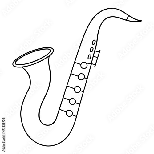 Saxophone Outline Illustration for Musical Instrument Coloring Book Pages