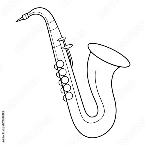 Saxophone Outline Illustration for Musical Instrument Coloring Book Pages