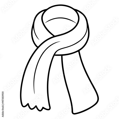 Scarf Outline Illustration for Winter Clothing and Fashion-Themed Coloring Book Pages