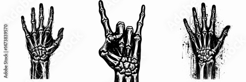 a single one Skeleton Hand Raising gesture isolated on white background. halloween Silhouette Vector Clipart. Boney digit ascendant bony grip elevation symbol pure backdrop.