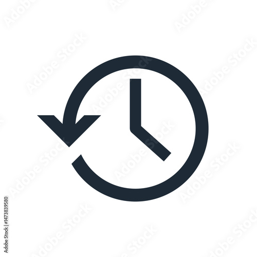 Clock hands back. History.Vector linear icon isolated on white background.