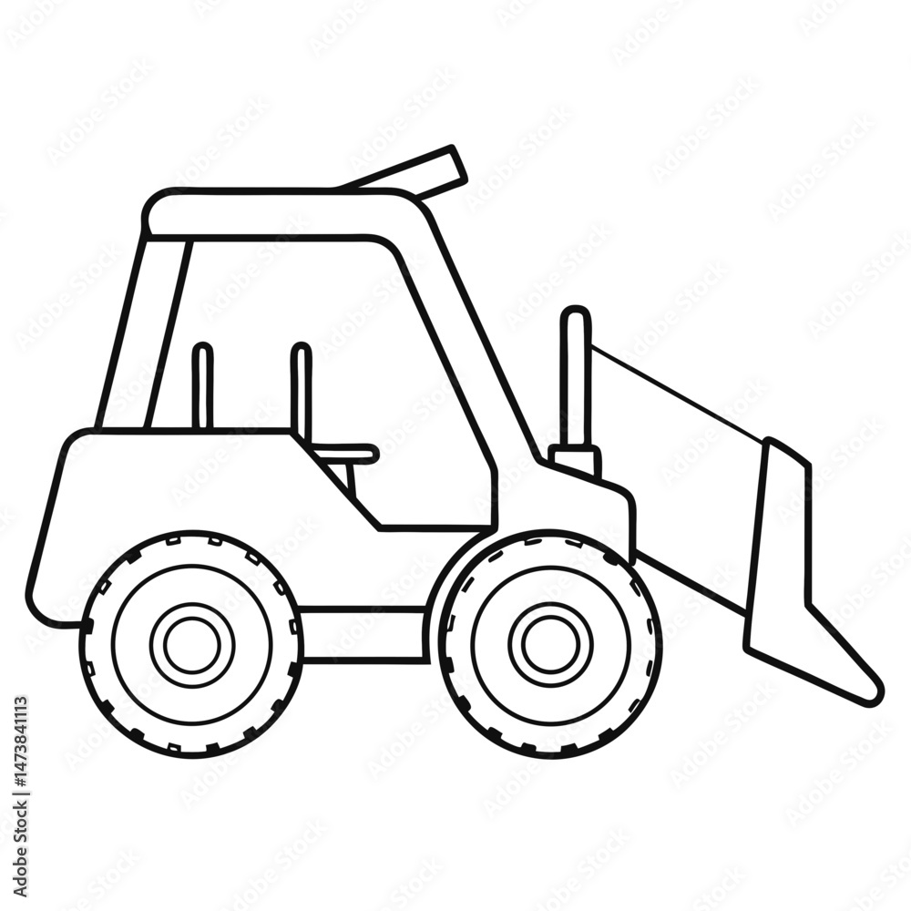 Naklejka premium Telehandler Machine Outline Illustration for Construction Equipment Coloring Book Pages