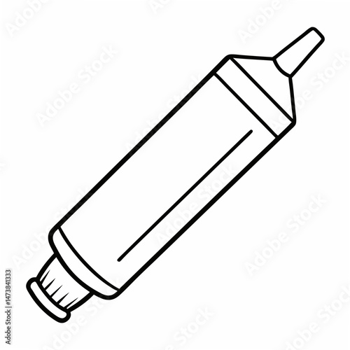 Toothpaste Tube Outline Illustration for Dental Hygiene Coloring Book Pages